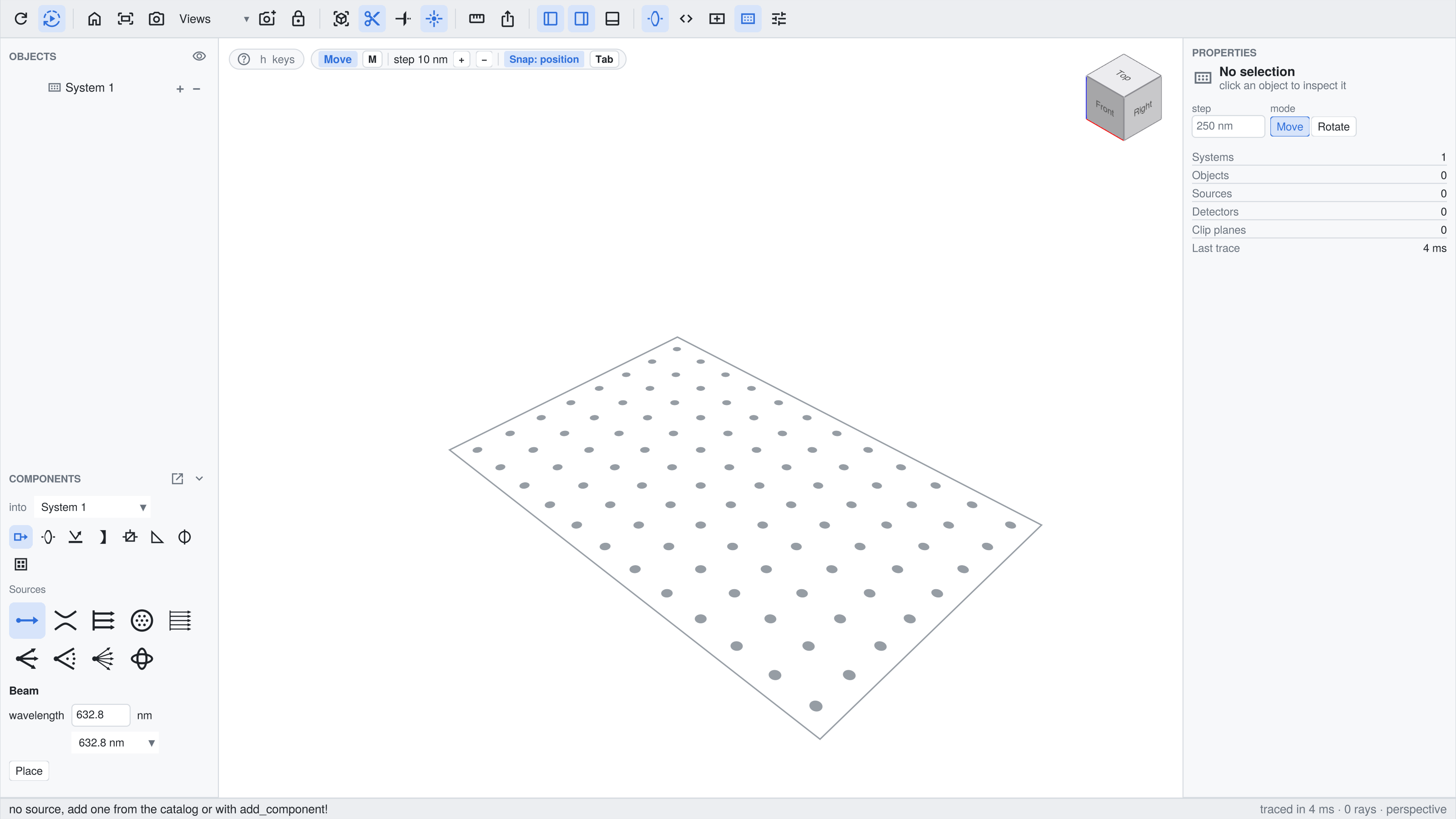 Empty table in the app layout
