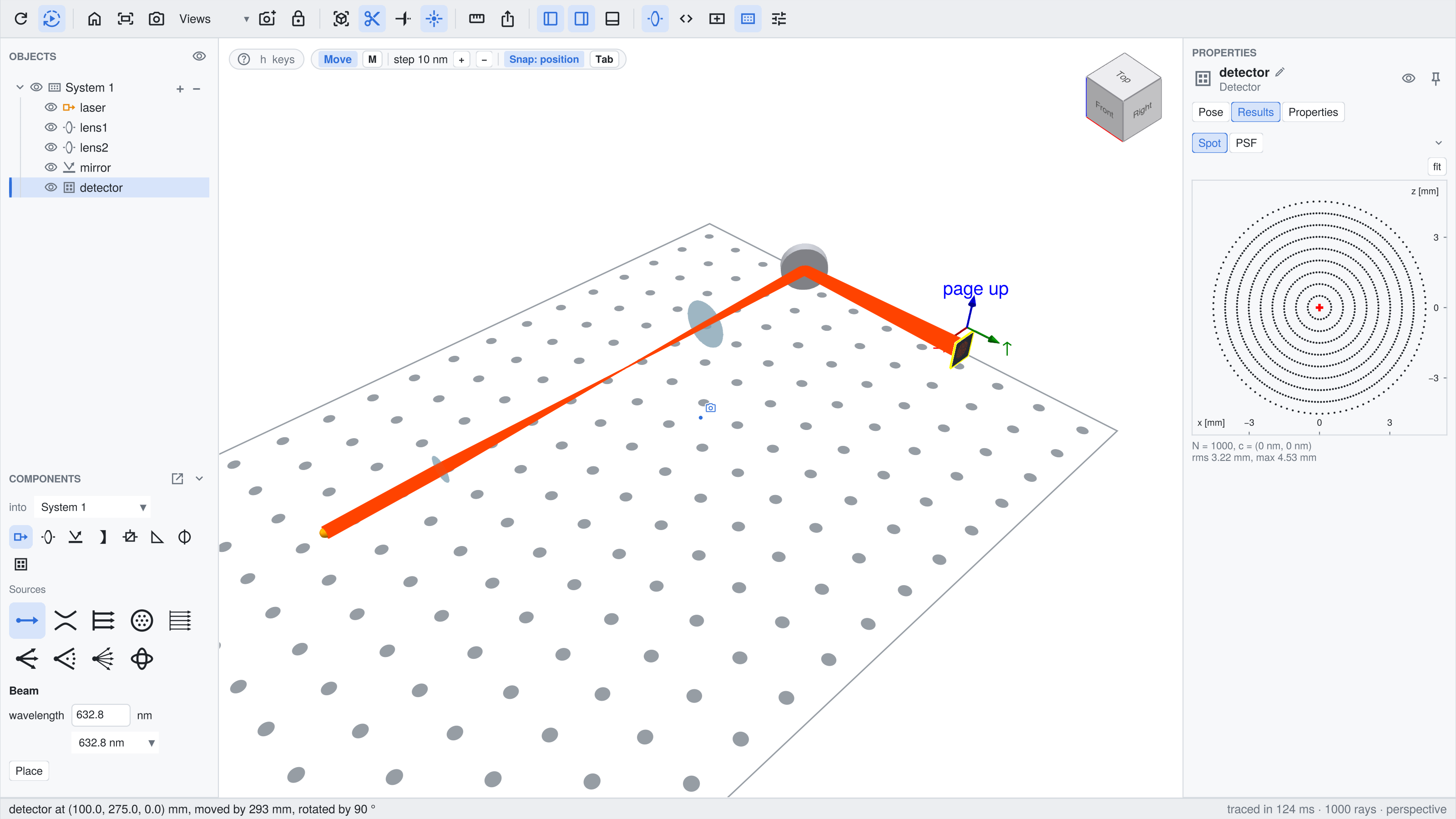Beam expander on the table